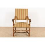 Armchair with striped upholstery