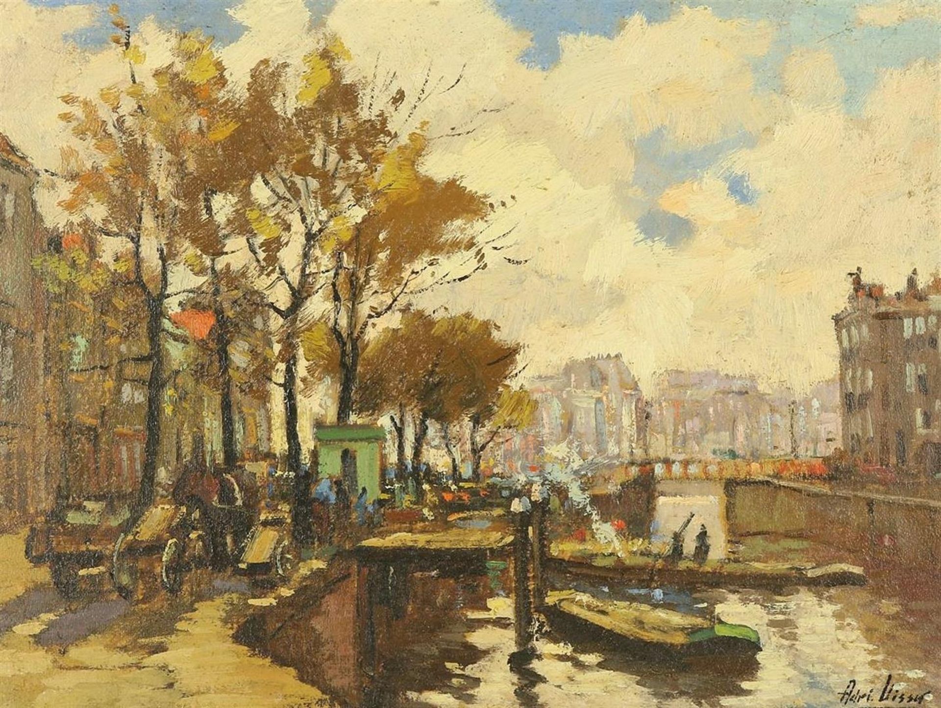 Adrianus (Adri) Visser (1887-1969) Canal view of Amsterdam, signed l.r., canvas 28 x 38 cm.