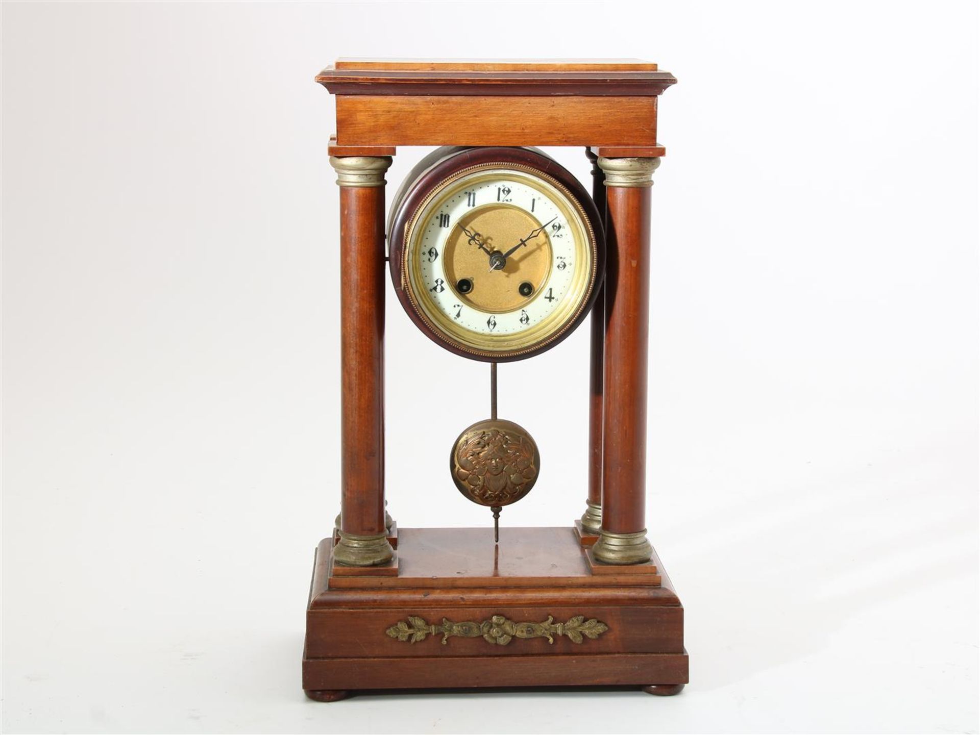 French Empire style column mantel clock
