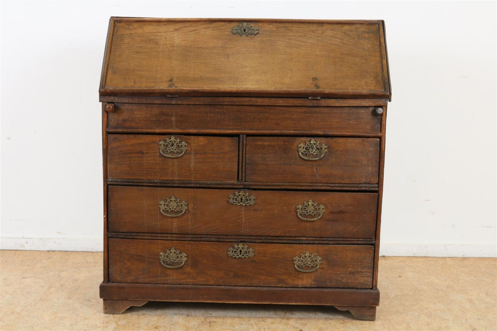 Oak secretaire with slanted writing flap