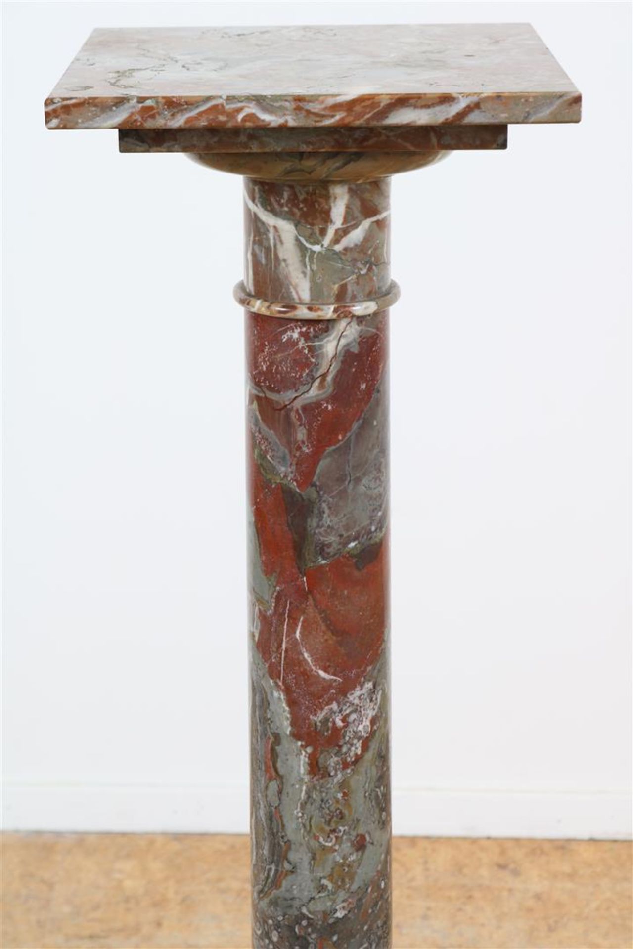 Red marble veined pedestals, with removable top, late 19th century, height 108 cm. - Image 3 of 5