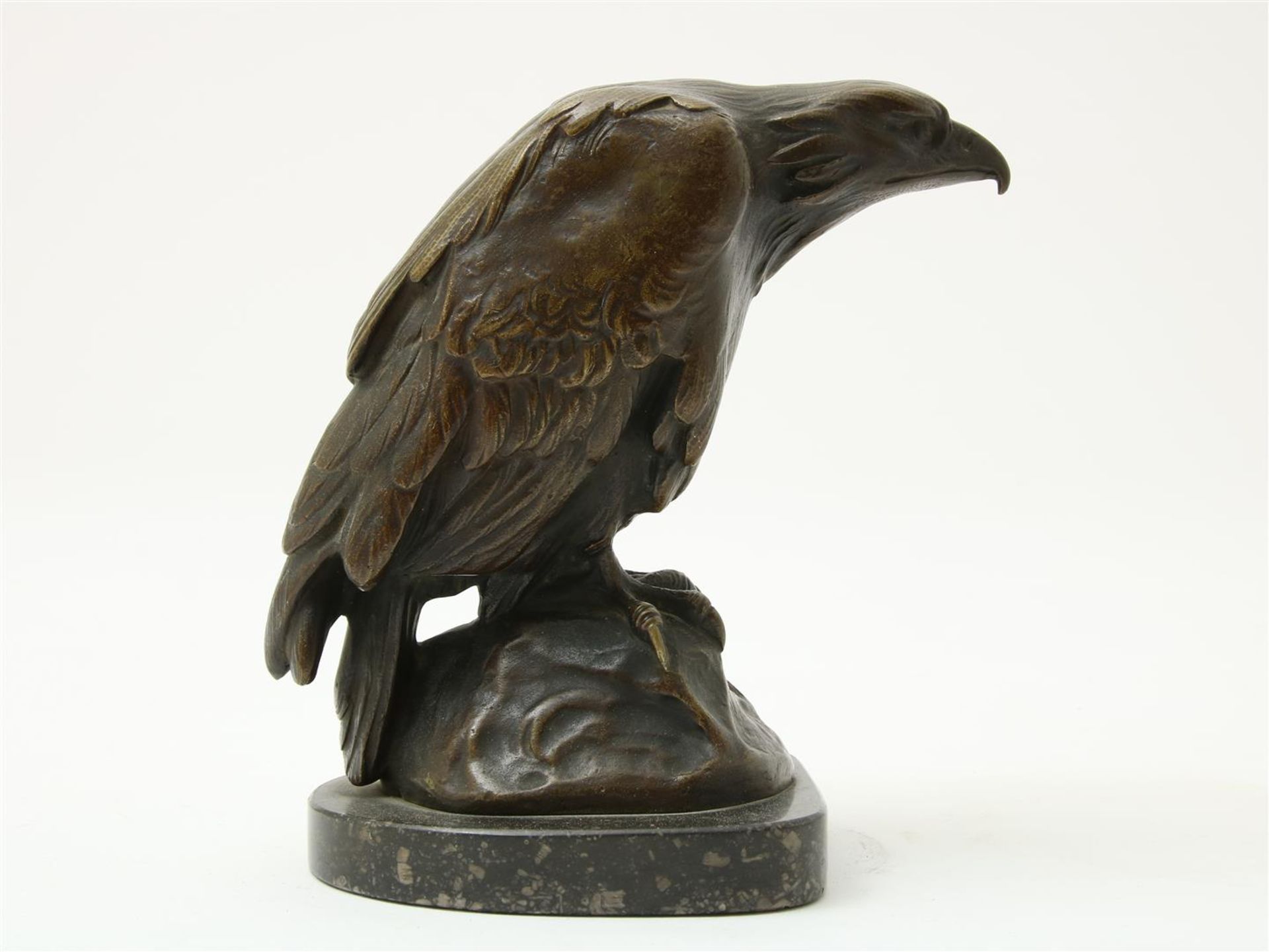 Condor on rock, signed Kohl (=Gustav Kohl), bronze sculpture on marble base, height 18 cm. - Image 2 of 4