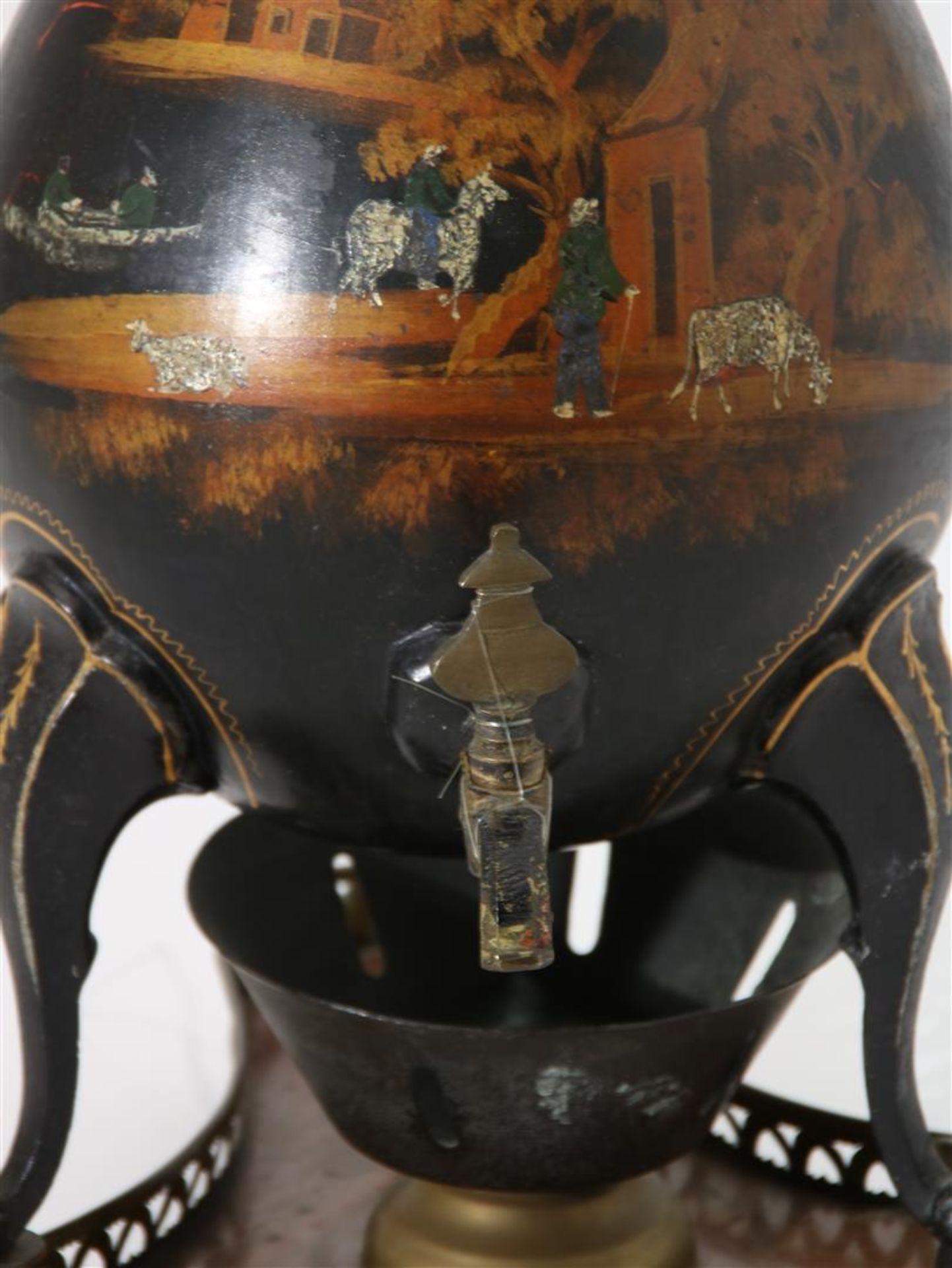 Pewter painted tap jug, 19th century  - Bild 3 aus 4