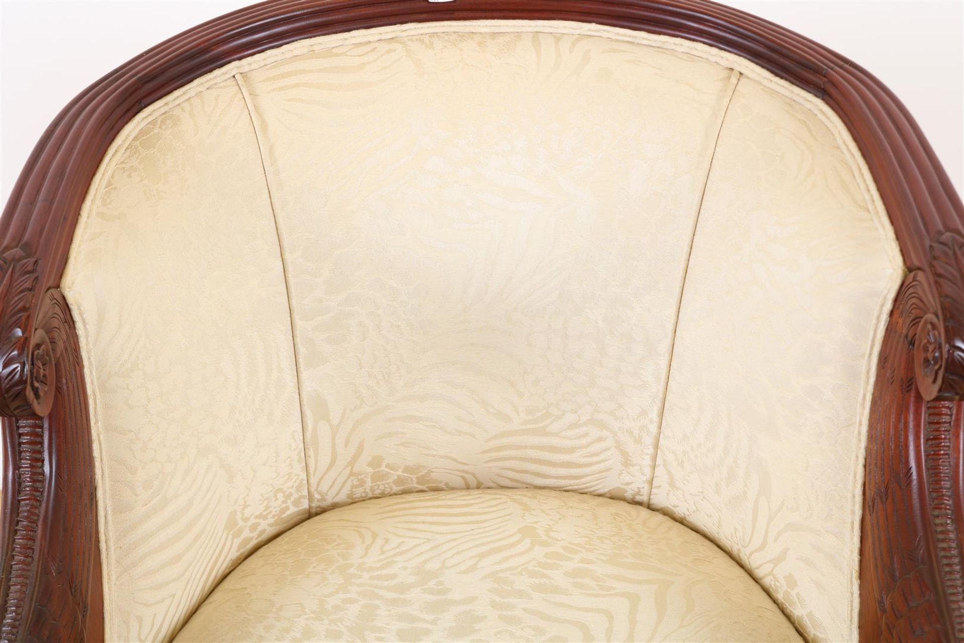 Mahogany Empire style armchair with cream fabric and stabbed swans, 20th century. - Image 2 of 5