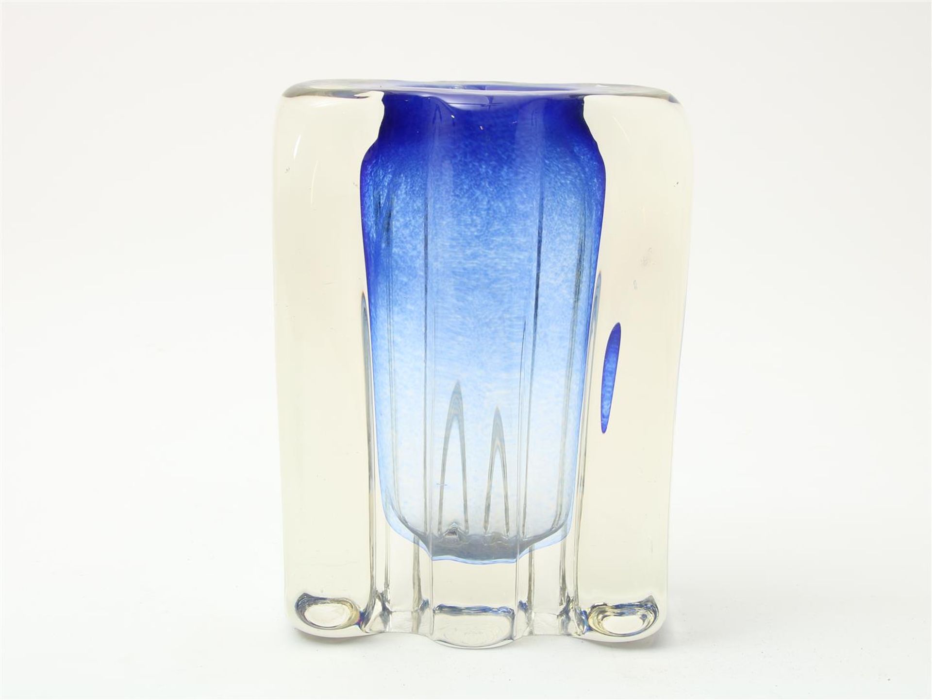 Clear glass ribbed Unica vase - Bild 2 aus 4