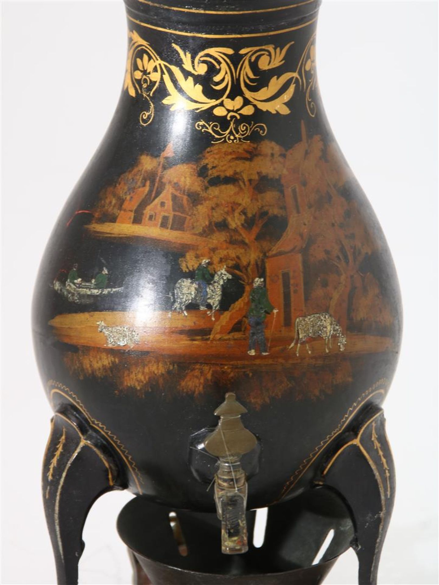 Pewter painted tap jug, 19th century  - Bild 2 aus 4
