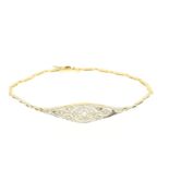 Yellow gold bracelet with white gold applique set with diamonds