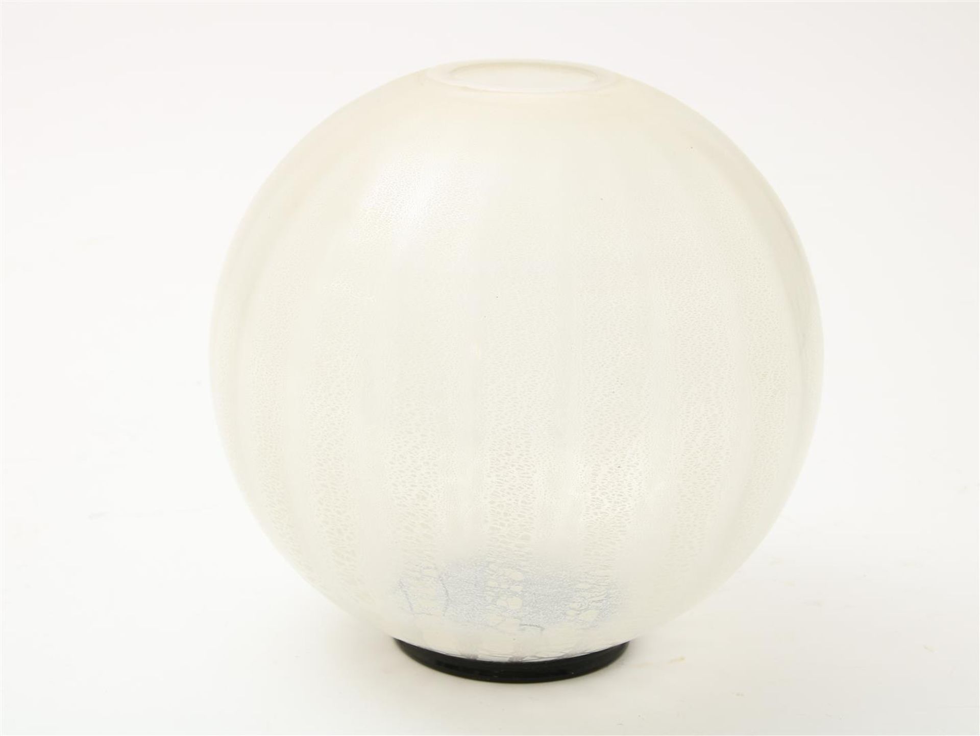 Copier, A.D. Tin crackle white glass ball vase