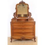 Walnut richly carved toilet commode