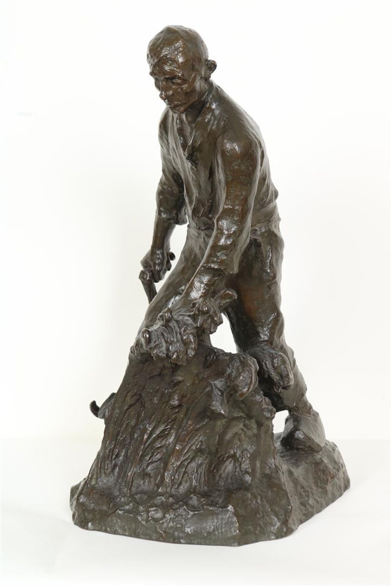 "Charles" Henri Marie van Wijk (1875-1917) Bronze figure of a farmer with sickle and grain, signed