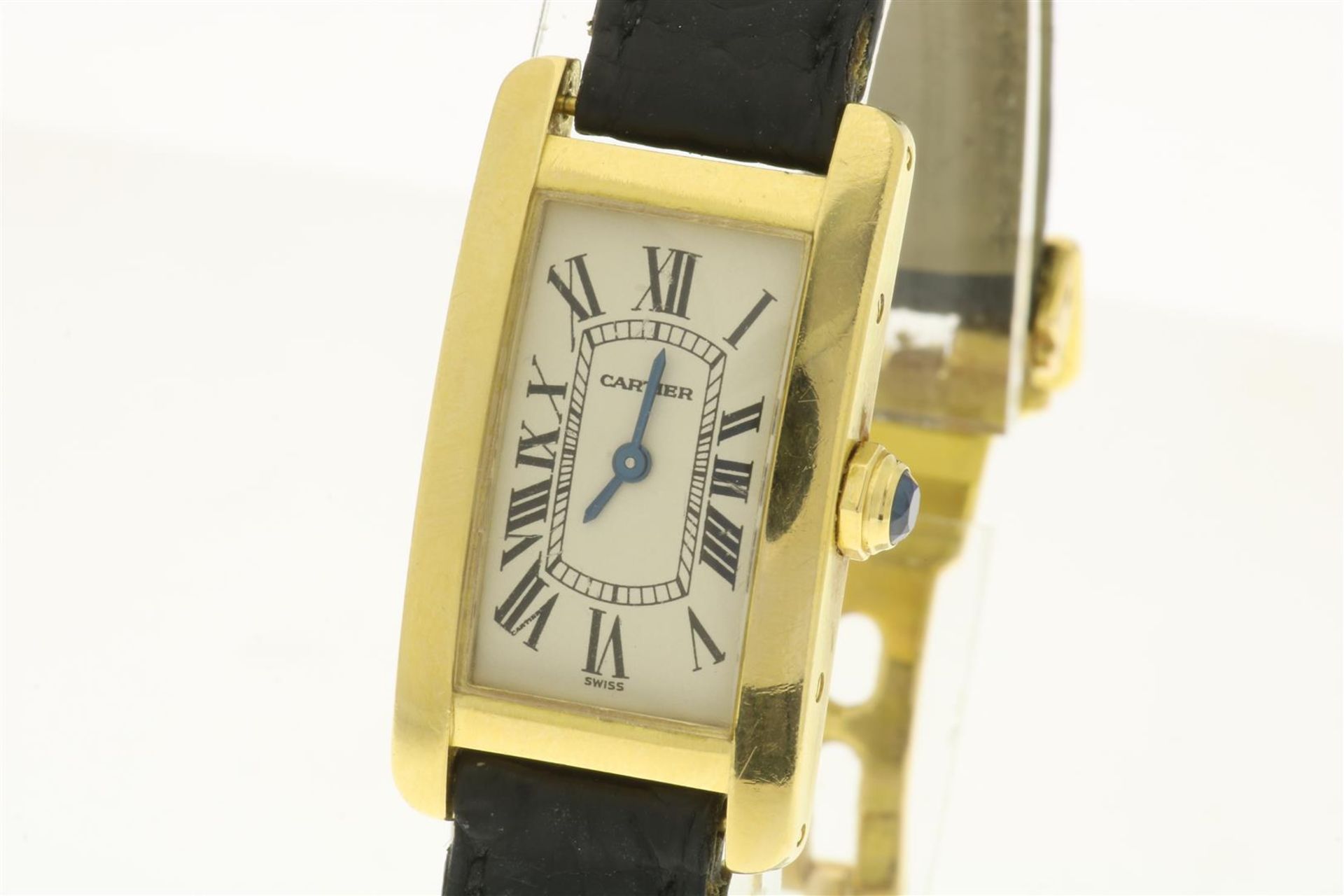Cartier Tank Américaine, yellow gold women's wristwatch, on a leather strap with yellow gold Cartier - Image 2 of 2