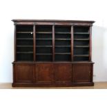 Walnut on oak veneered George bookcase