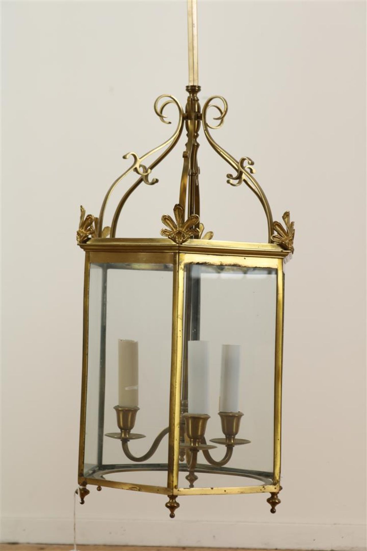 Hexagonal brass hall lamp 