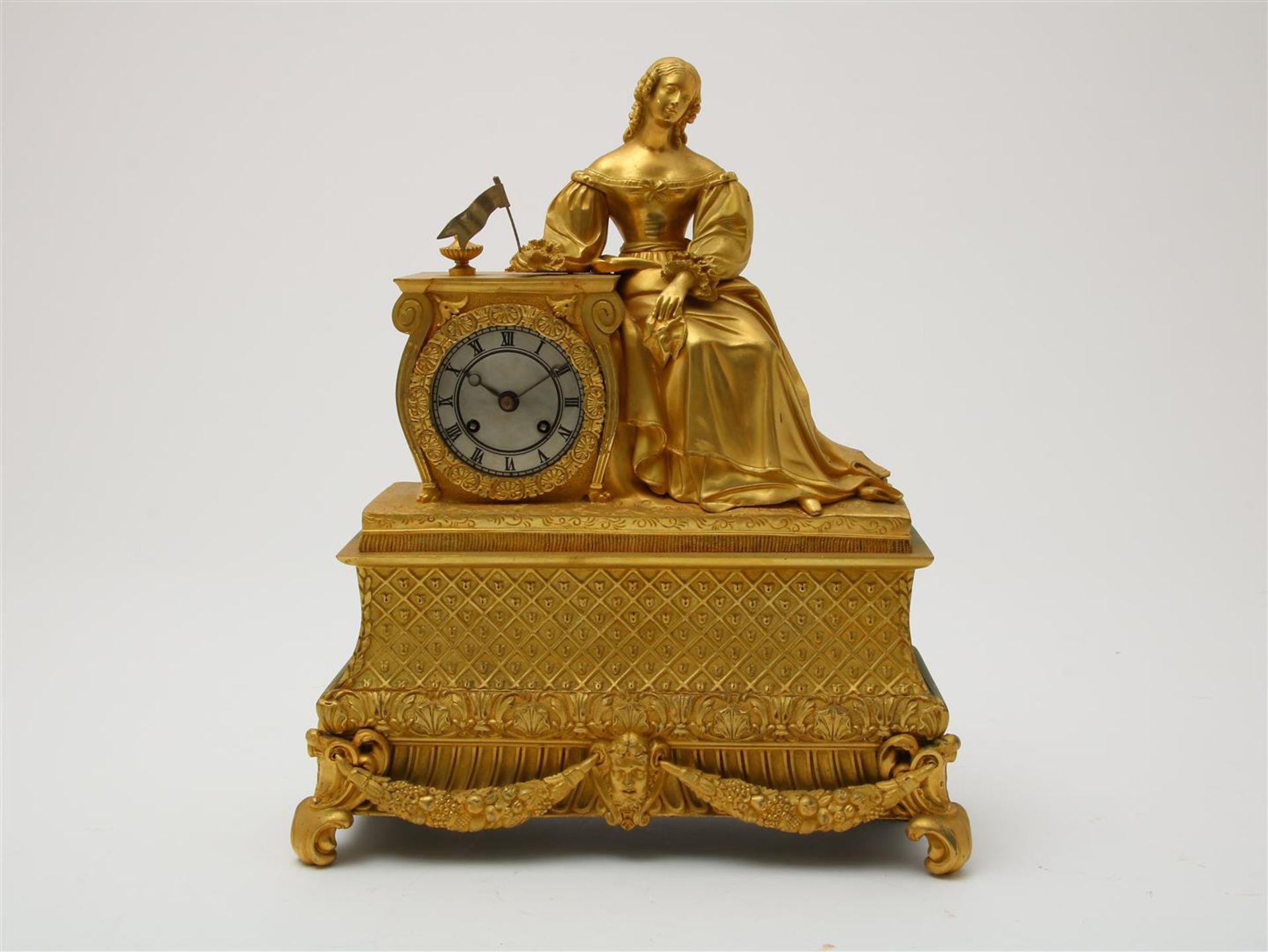 Fire-gilt mantel clock