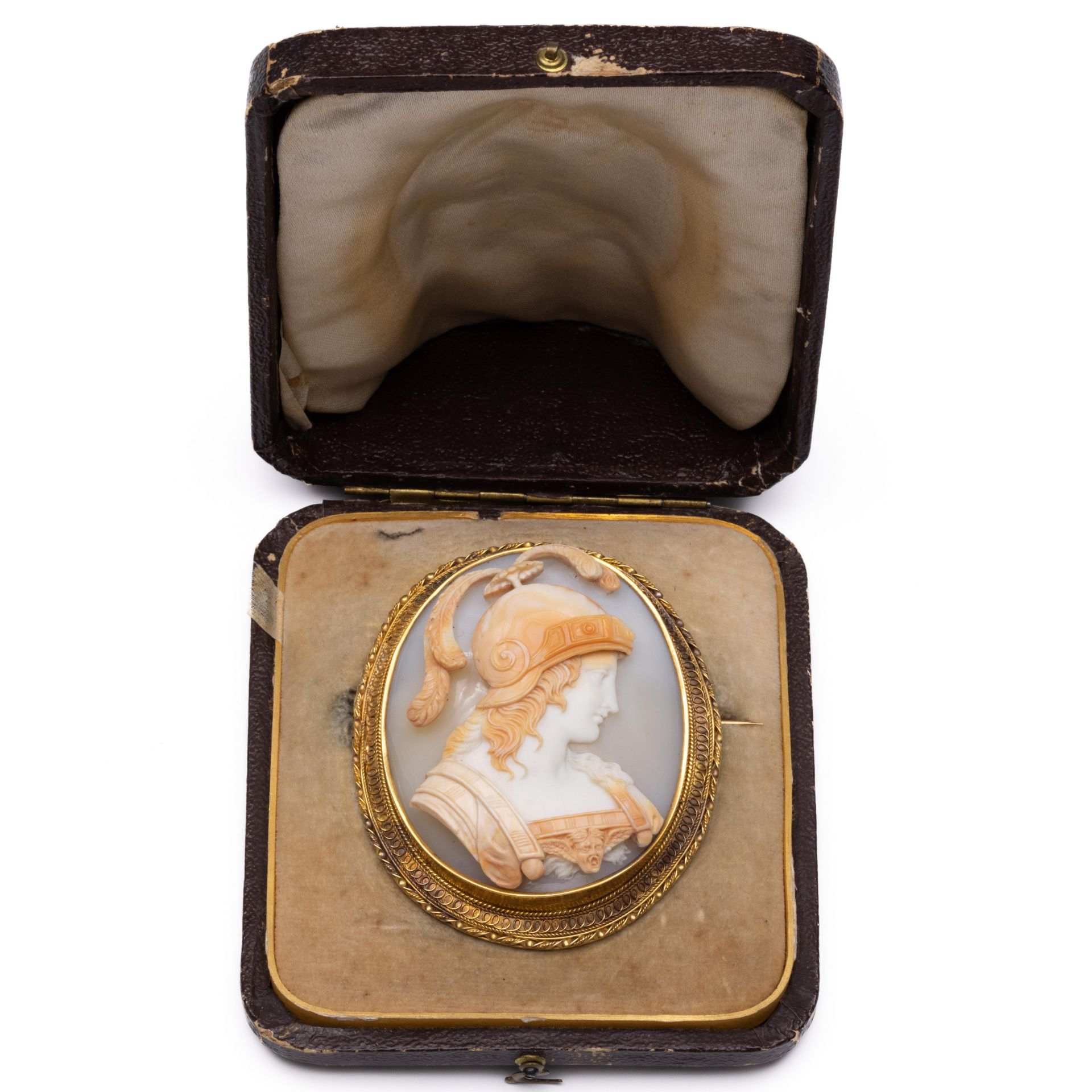 18 kt. Grote gouden schelpcamee broche. - Image 2 of 2