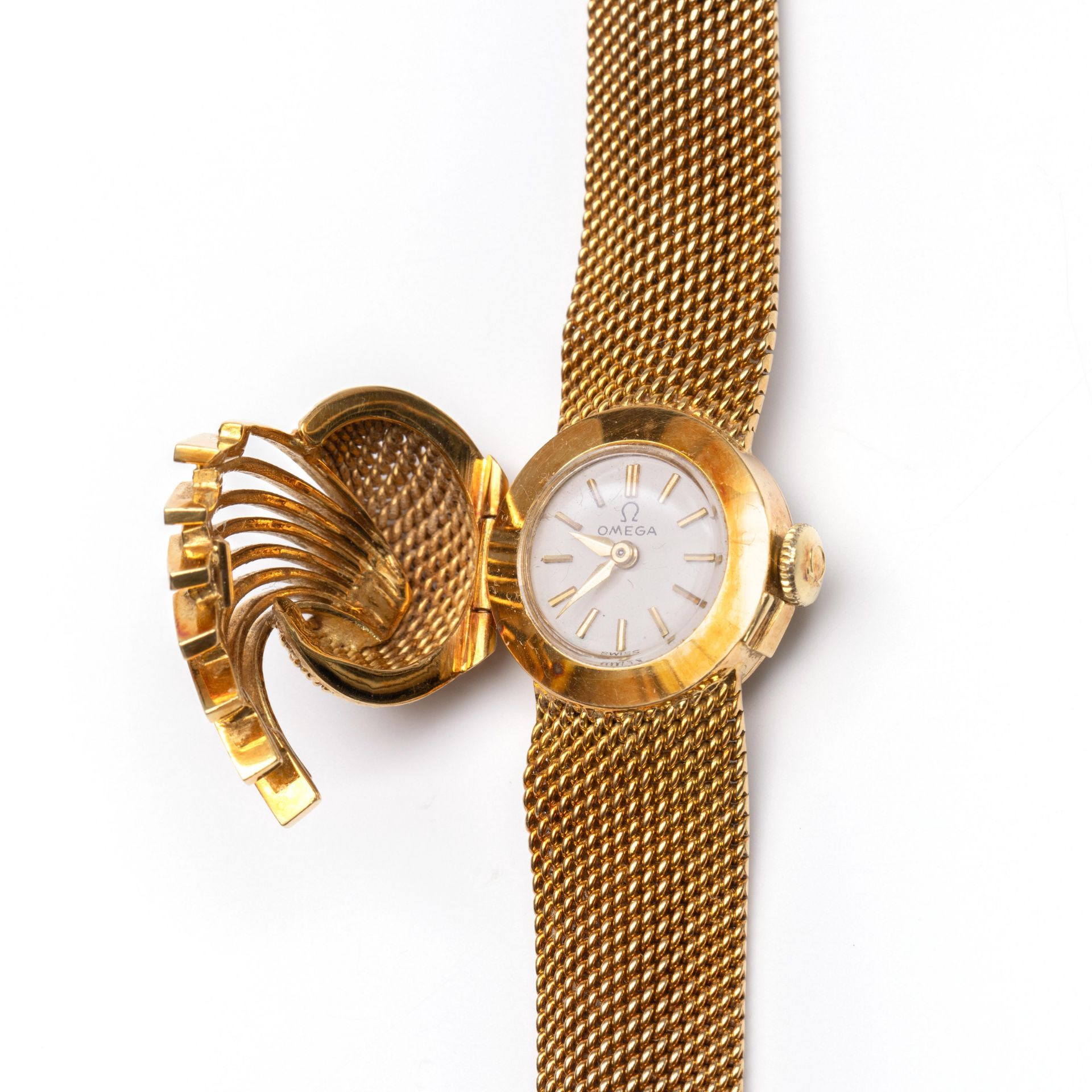 Omega, 18 kt. gouden mechanisch dames cocktail horloge, jaren '50. - Image 2 of 2