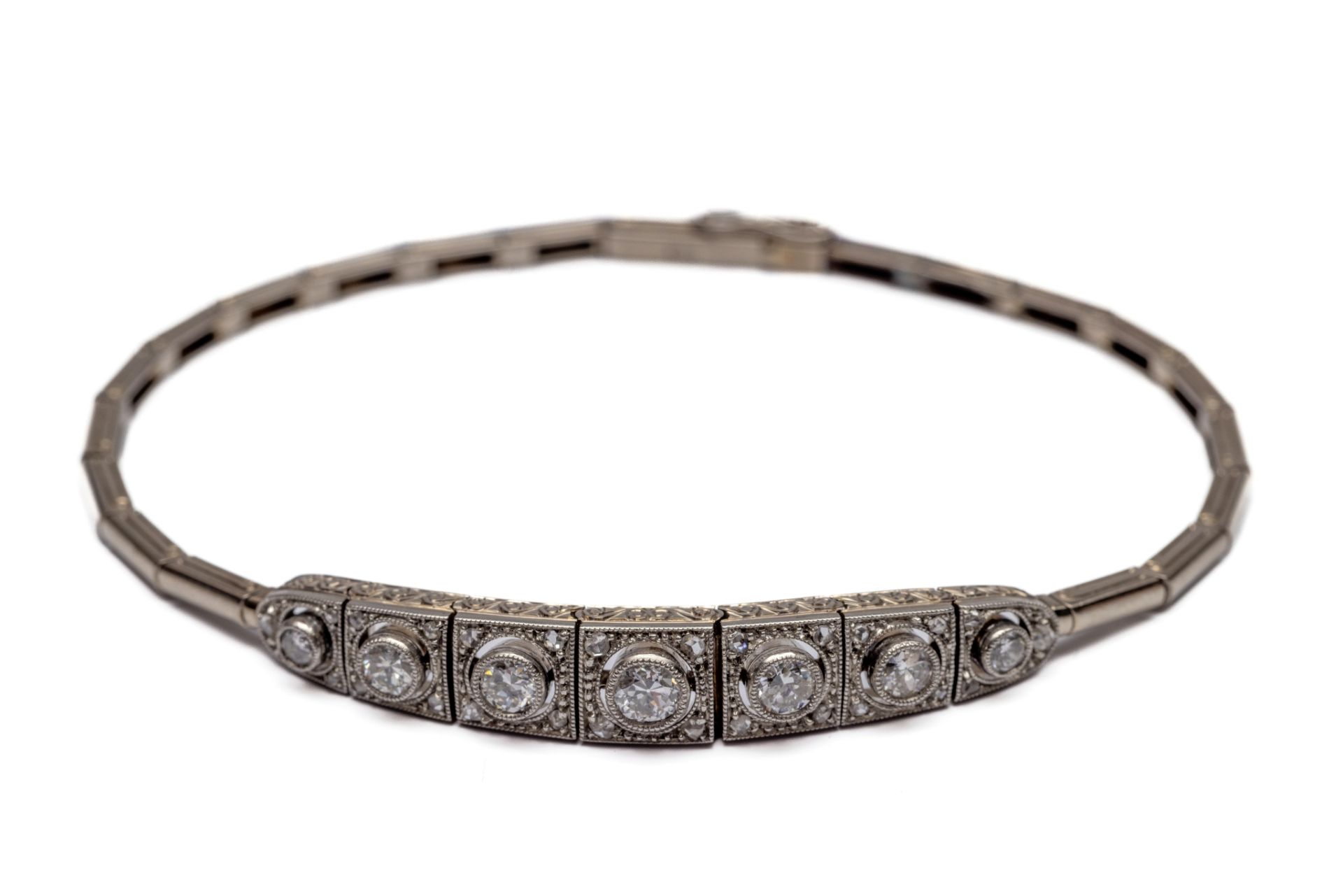 18 kt. witgouden met platina armband, Art Deco,