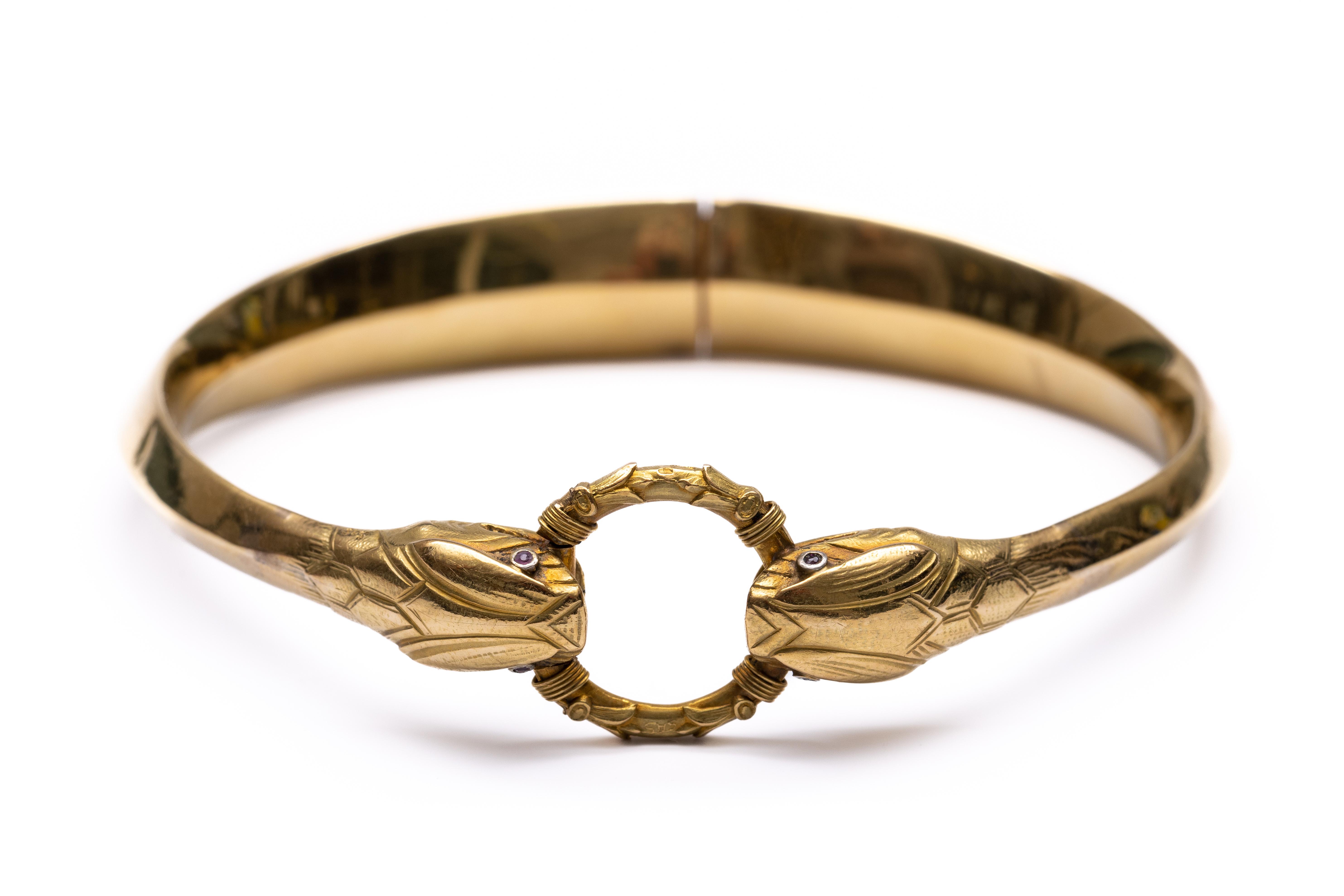 Frankrijk, 18 kt. gouden stijve armband,