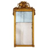 Rechthoekige spiegel in verguld houten lijst, Louis XVI.