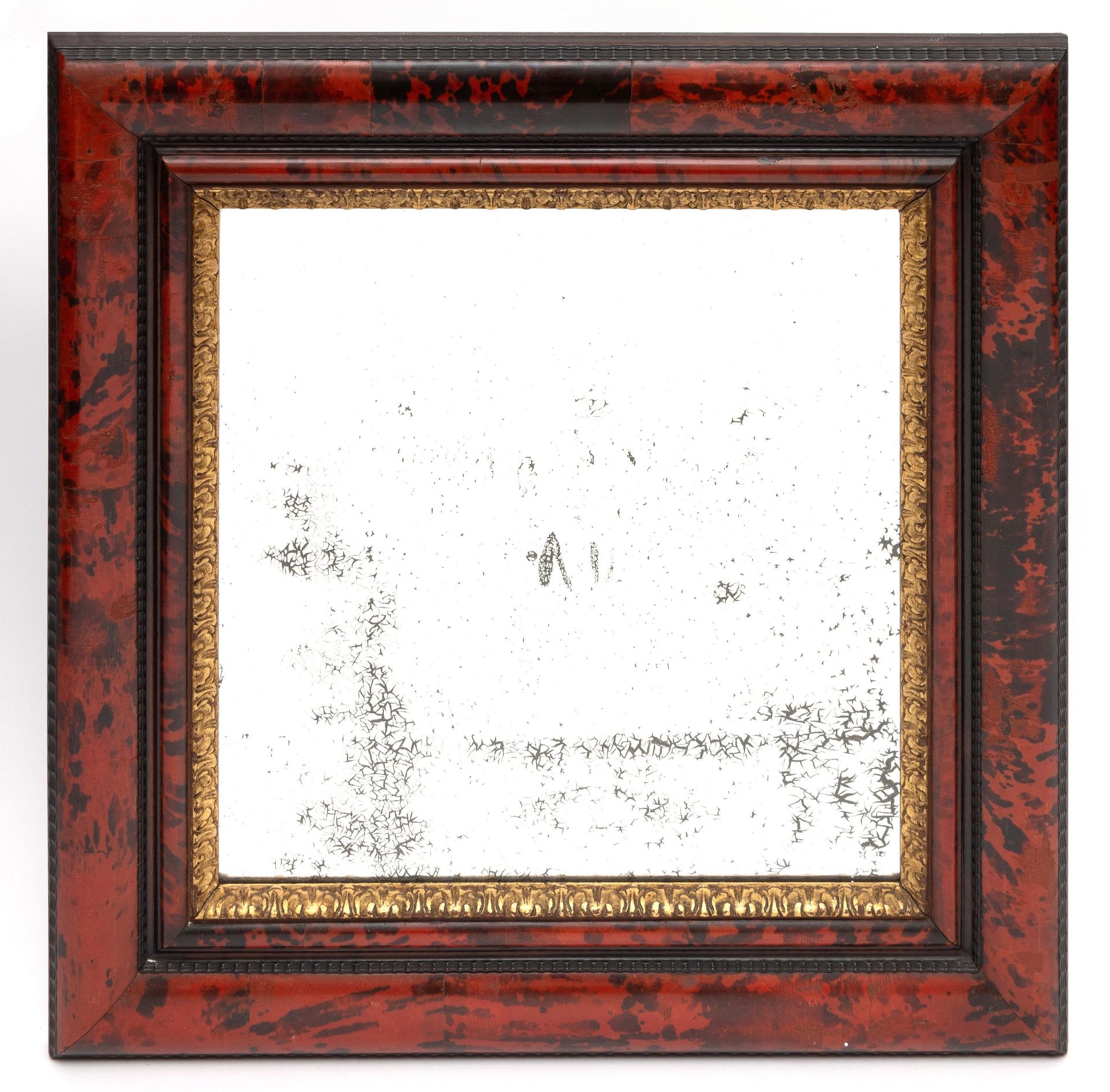 Vierkante gefacetteerde spiegel in schildpadlijst, 19e eeuw,