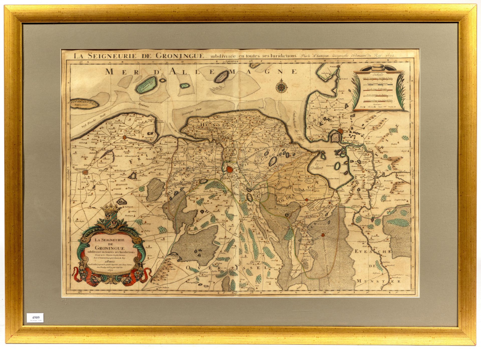 Kaart, 'Stad en lande van Groningen' - Image 2 of 2