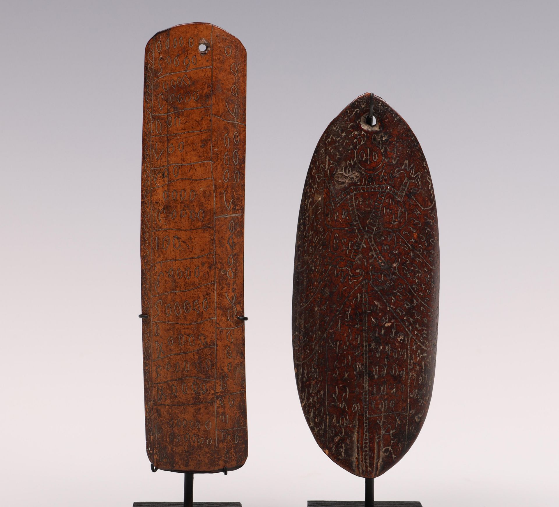 Sumatra, Batak, a carved wooden calender and a bamboo calender; - Image 3 of 4