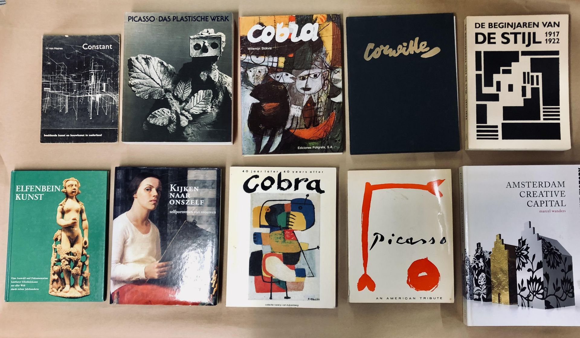 Ten books on Westenr art; Picasso, Cobra, Constant, De Stijl ea