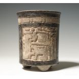 Mexico, Maya, black glazed cilindrical vase, 600-900 AD,