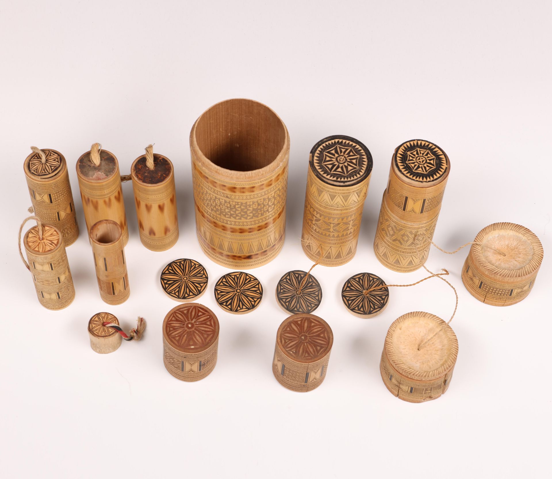 Sulawesi, Toraja, a collection of twelve various bamboo containers. - Image 3 of 3