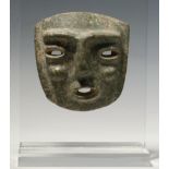 Mexico, Chontal, motted green stone mask, ca. 300 -100 BC,