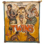 Ghanaian handpainted film poster of African movie 'Twins' signed T-Brew Art, undated.