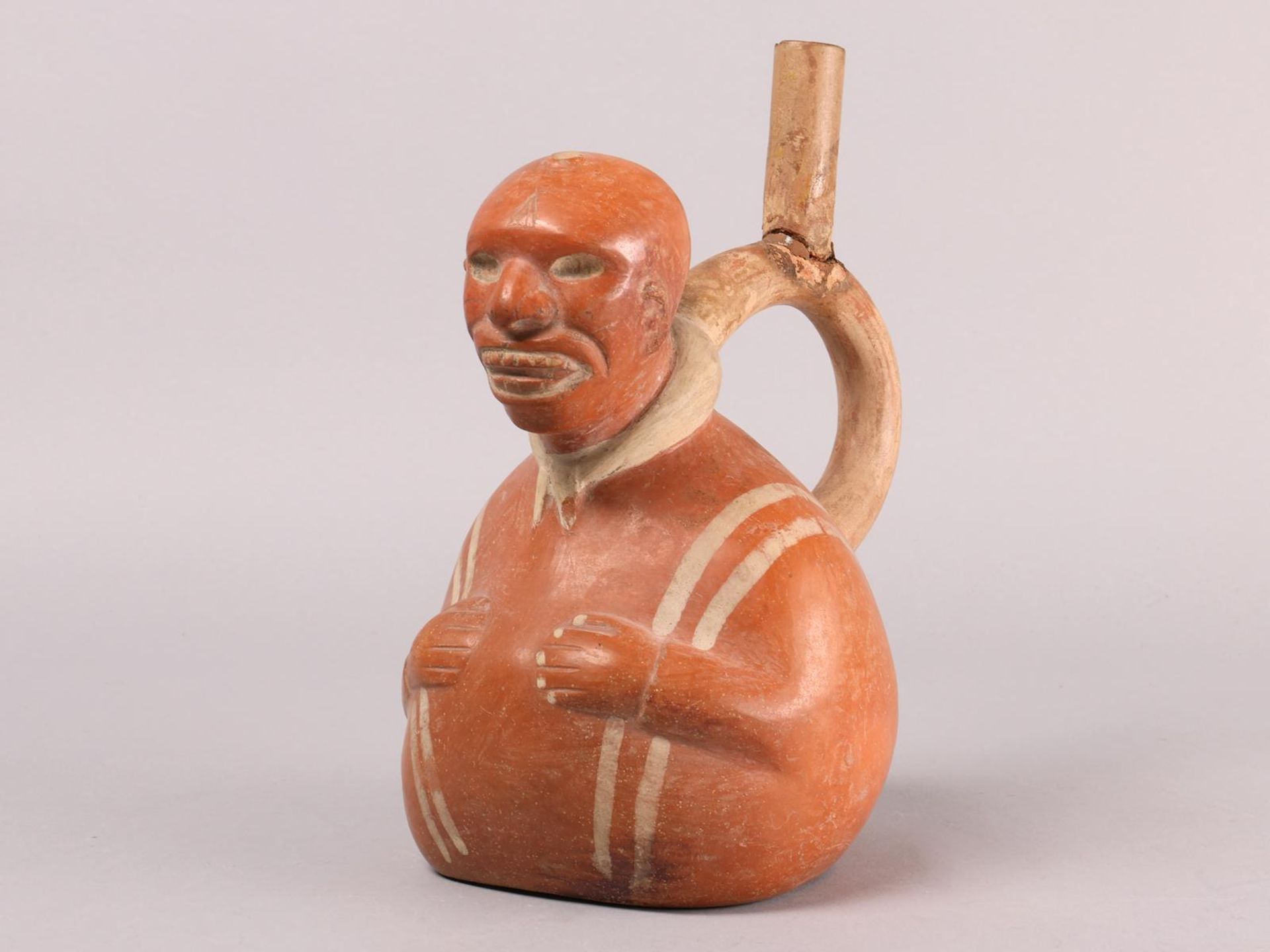Peru, Moche, 50-800 AD, a stirrup figural vessel