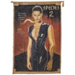 Ghanaian handpainted film poster of the Hollywood film 'Species 2, the sexiest alien in the universe