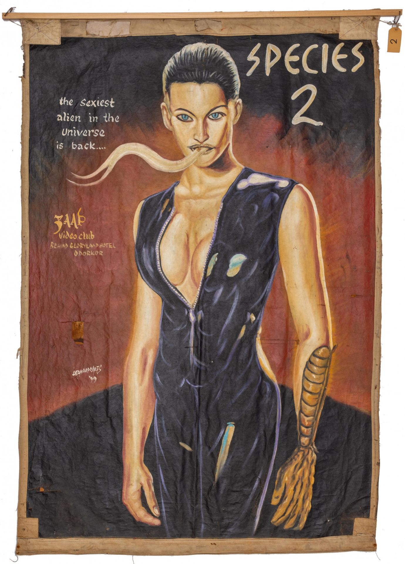 Ghanaian handpainted film poster of the Hollywood film 'Species 2, the sexiest alien in the universe