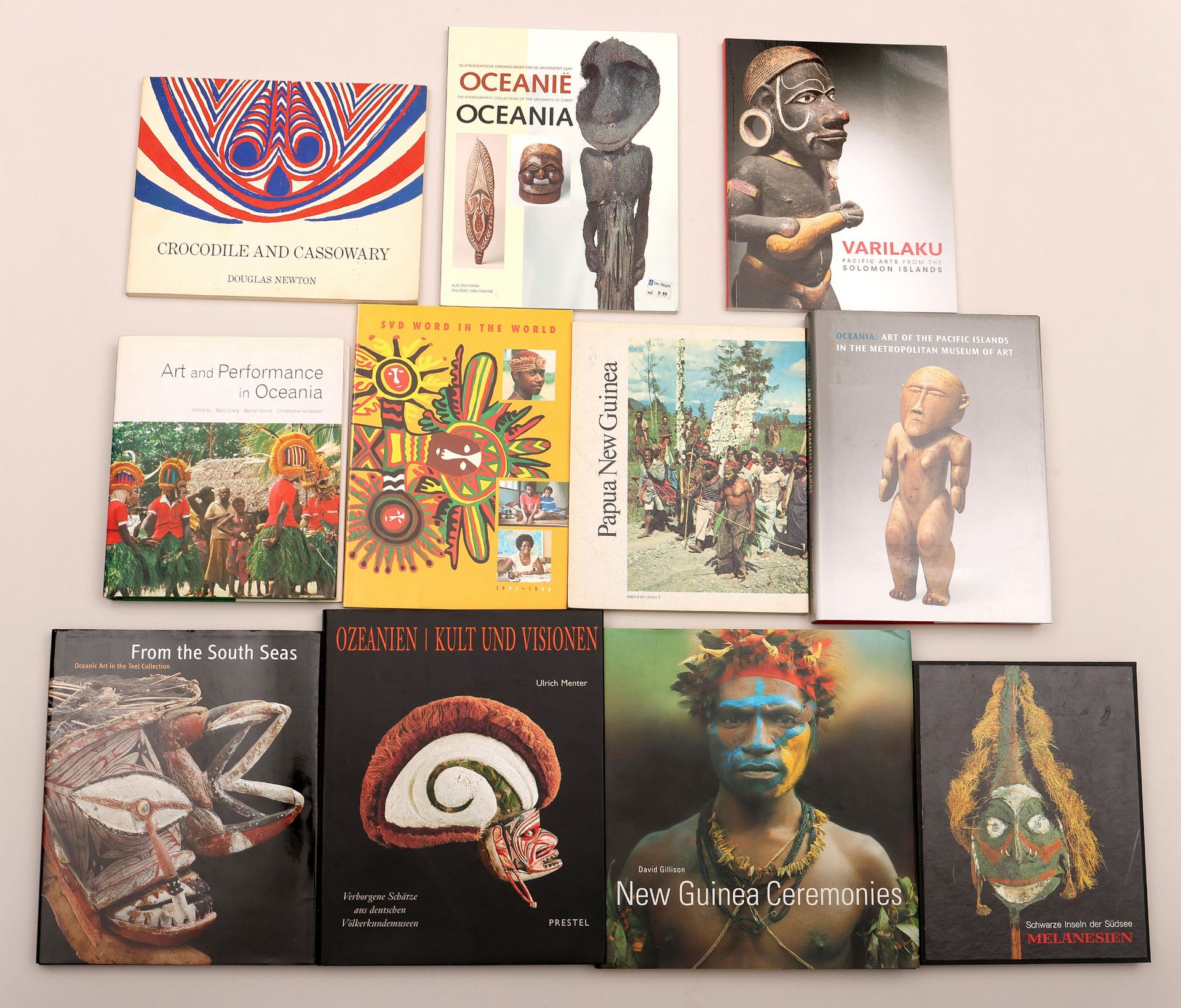 Oceania and Melanesia; various books on the cultures and arts of the area's.