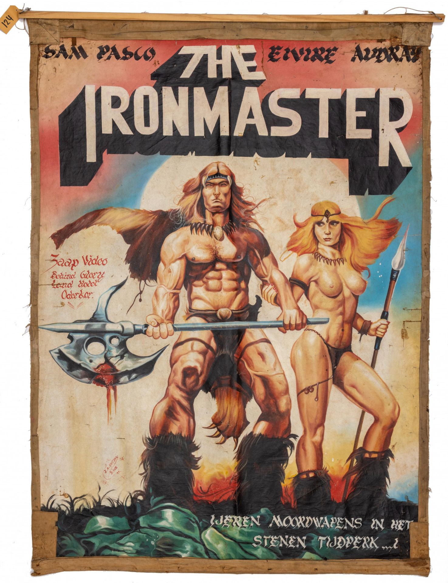 Ghanaian handpainted film poster of Hollywood movie ' The Ironmaster' signed Joseph A. Pastony Teshi