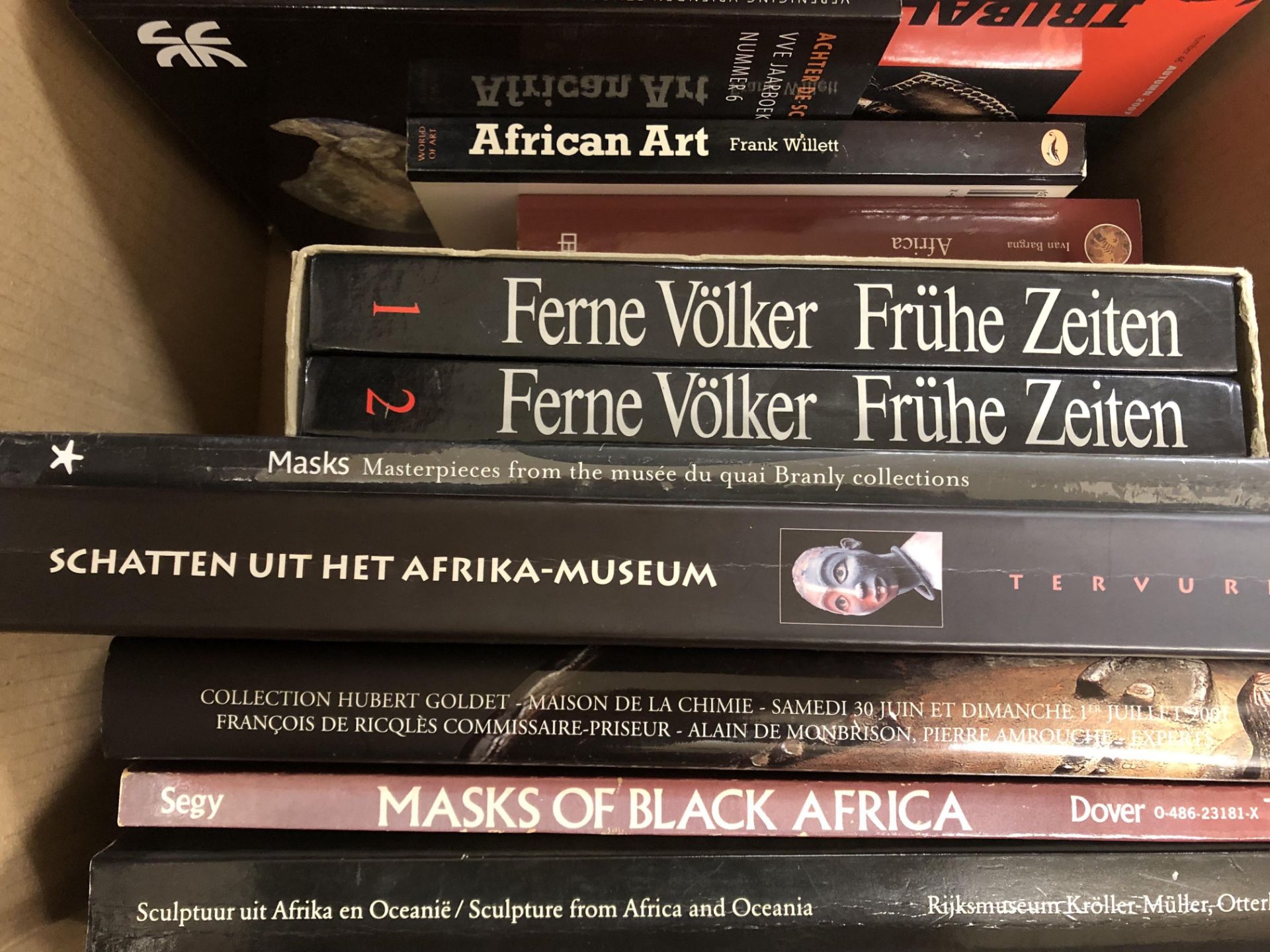 Nine books and two magazines on African Arts, English, German, French and Dutch