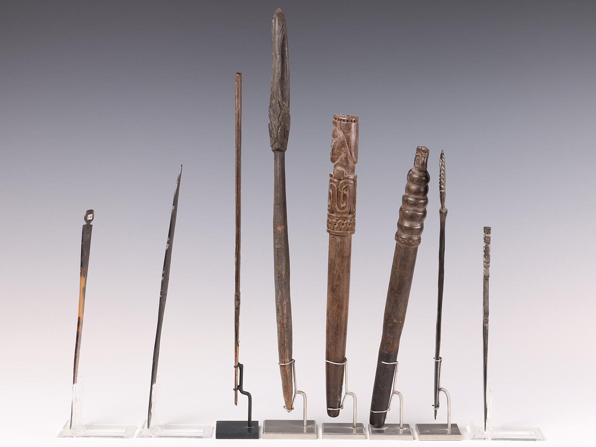 P.N. Guinea, Massim, a collection of six various lime spatula and two pounders - Image 2 of 4