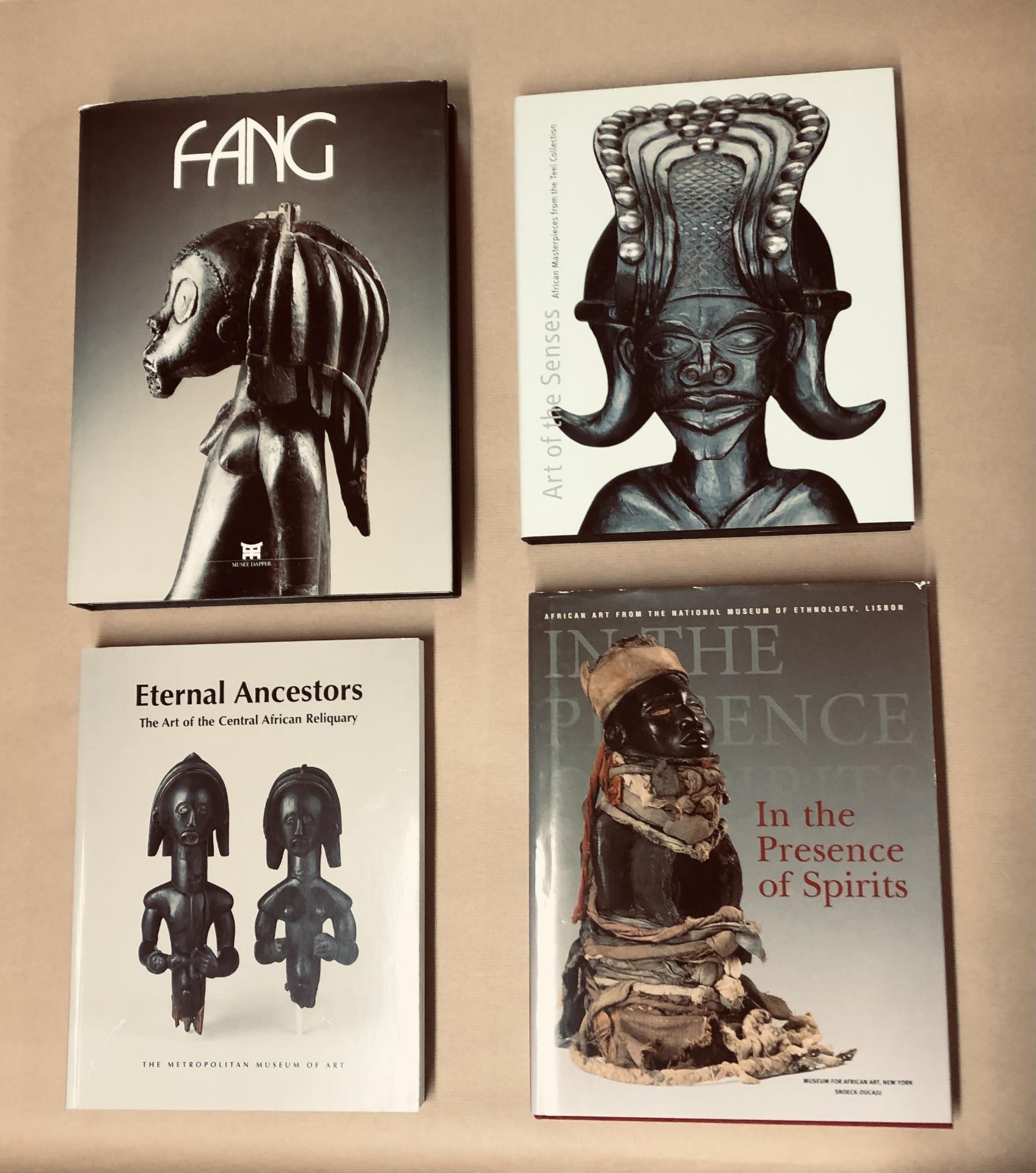 Four books on African culture and religion; Fang, Musée Dapper. Ar of the Senses, African masterpiec