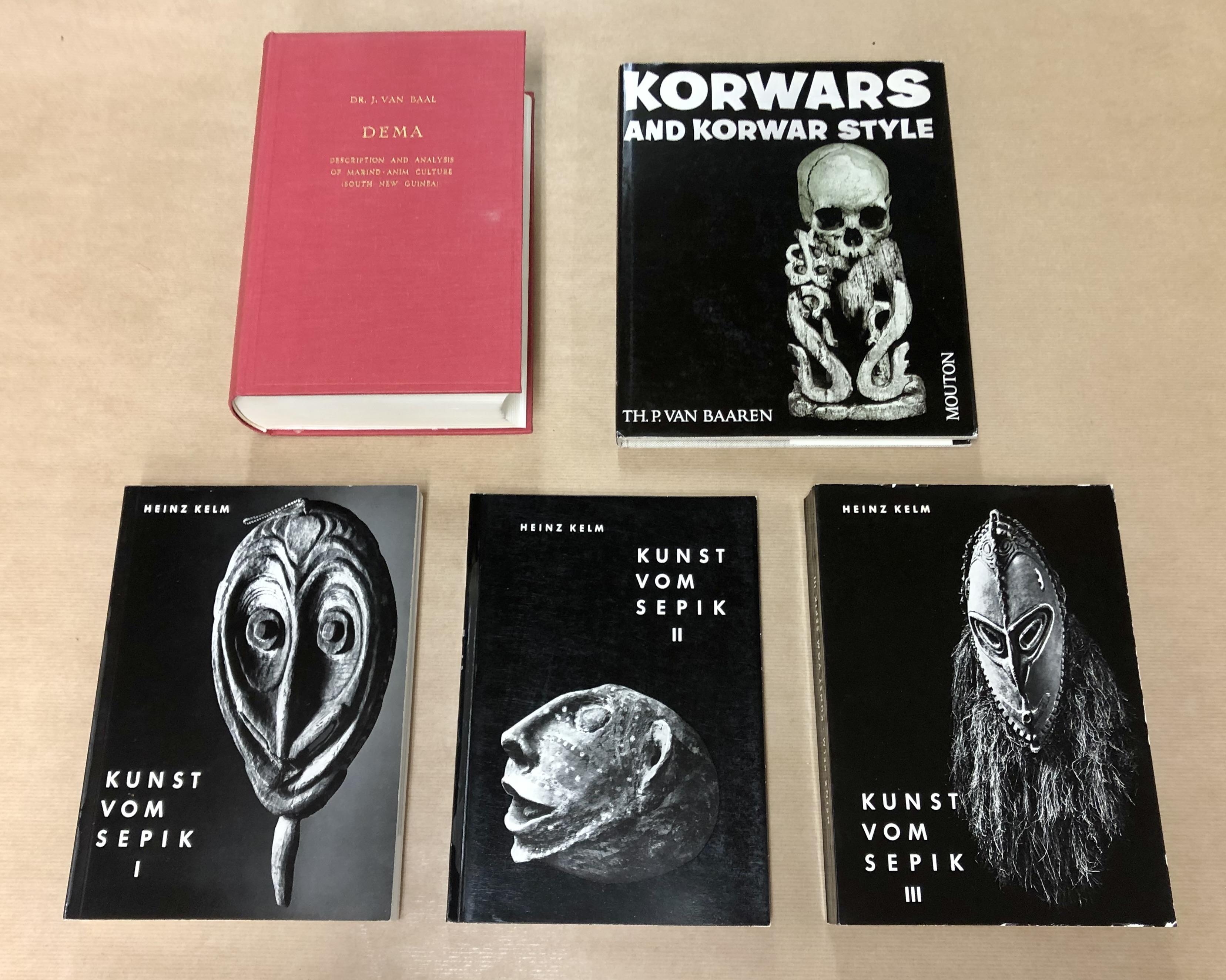 Five books; Heinz Kelm, Kunst vom Sepik, three volumes.