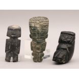 Mexico, Guerrero, Mezcala, black stone standing figure, 300 - 100 BC.