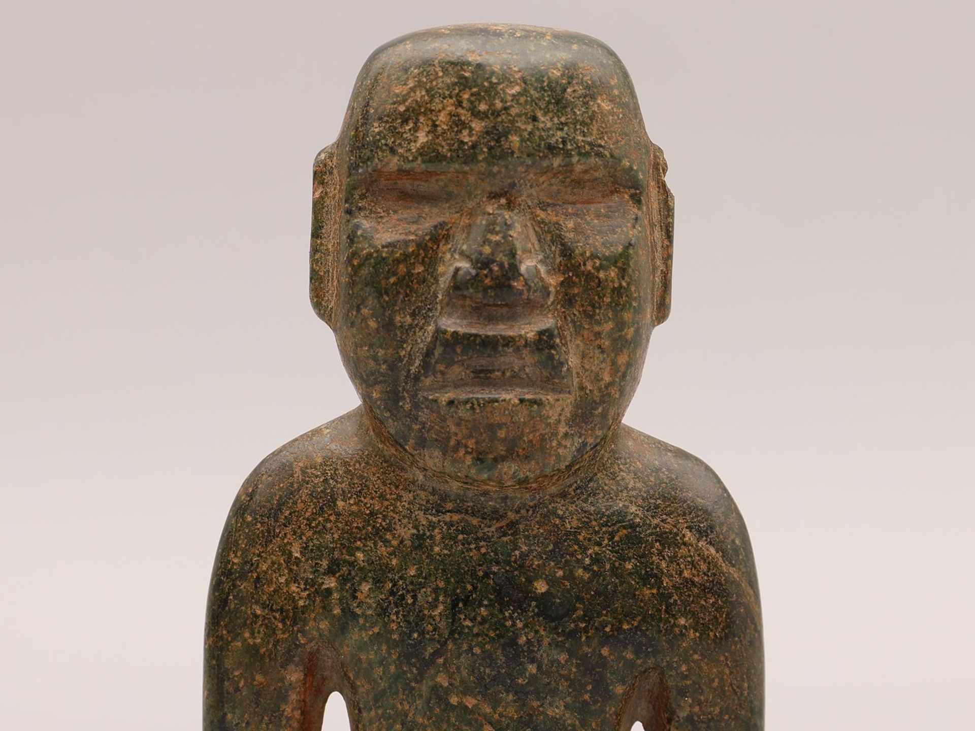 Mexico, Olmec, green stone sculpture of a standing anthropomorphic figure, ca. 900-400 BC.