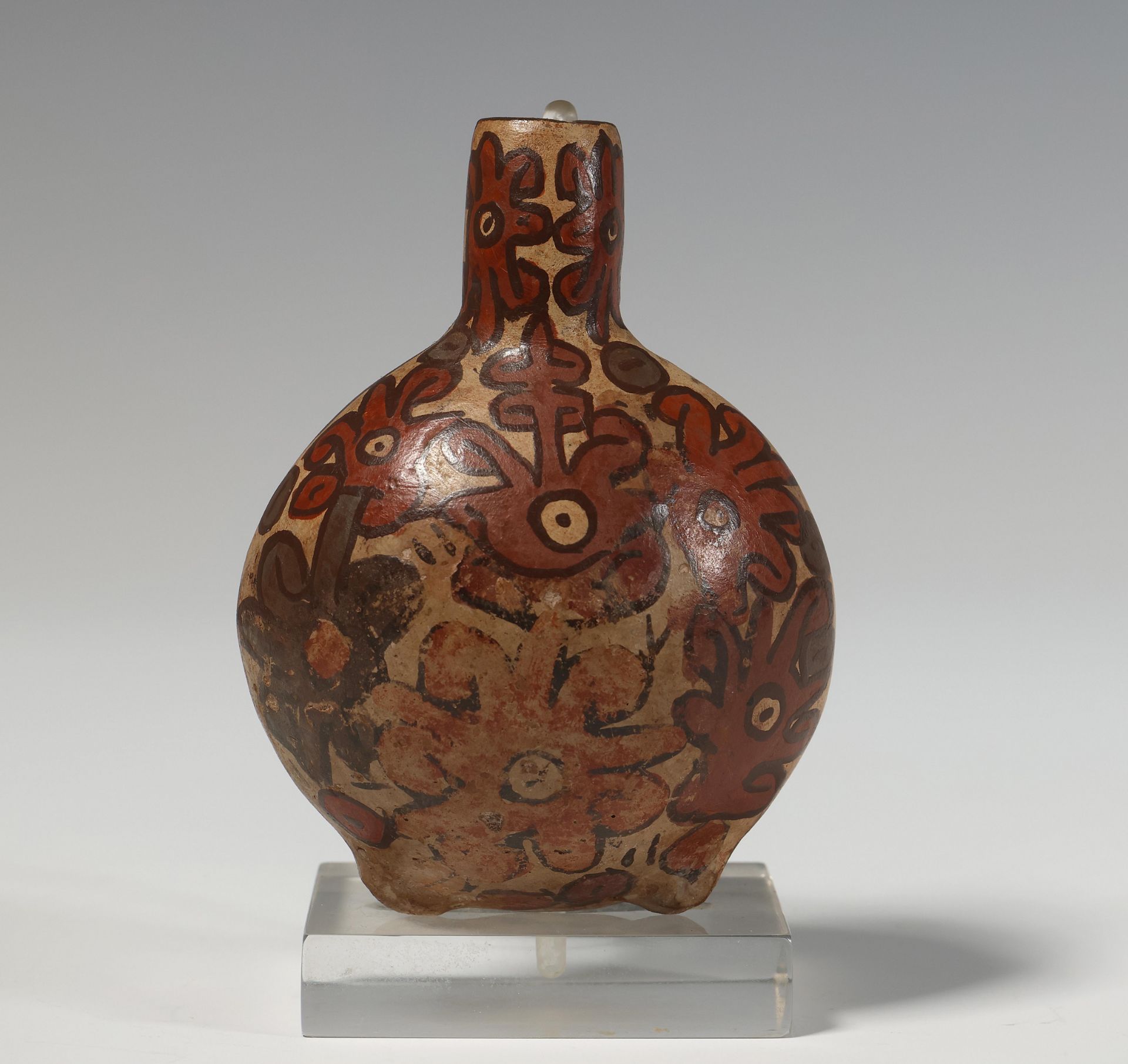 Peru, Nazca, a miniature terracotta bottle, 100 - 700 AD;