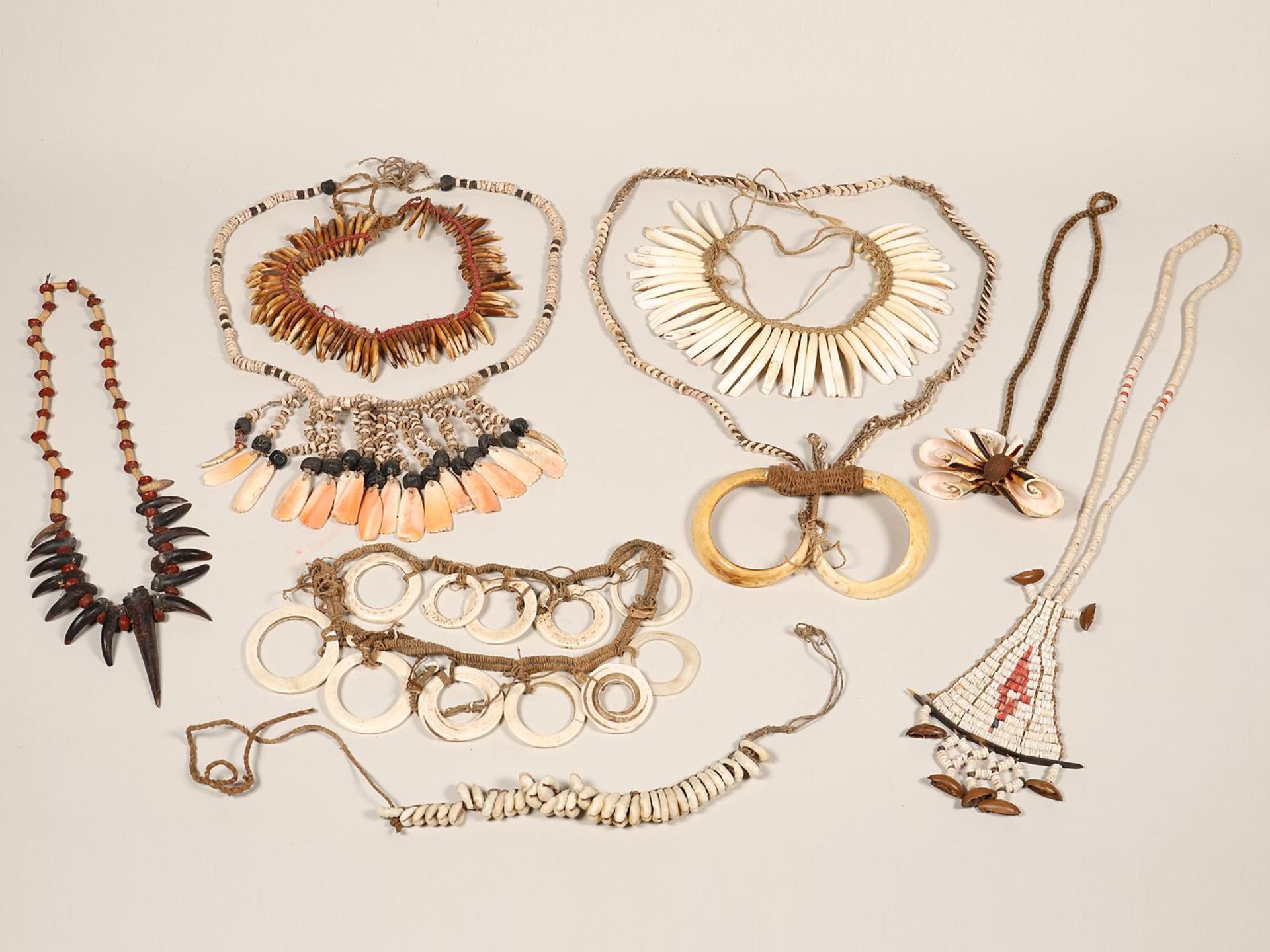 Melanesia, nine various necklaces,