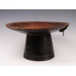 Ethiopia, a fine wooden food platter on a conical stand