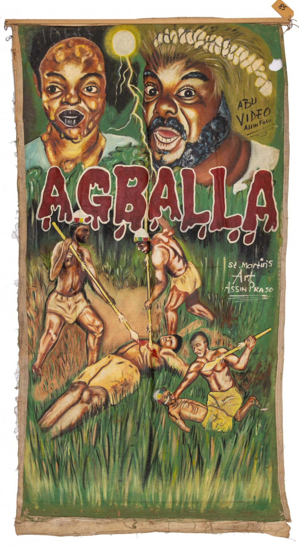Ghanaian hand painted film poster 'Agballa' signed St. Martin's Art, Assin Praso