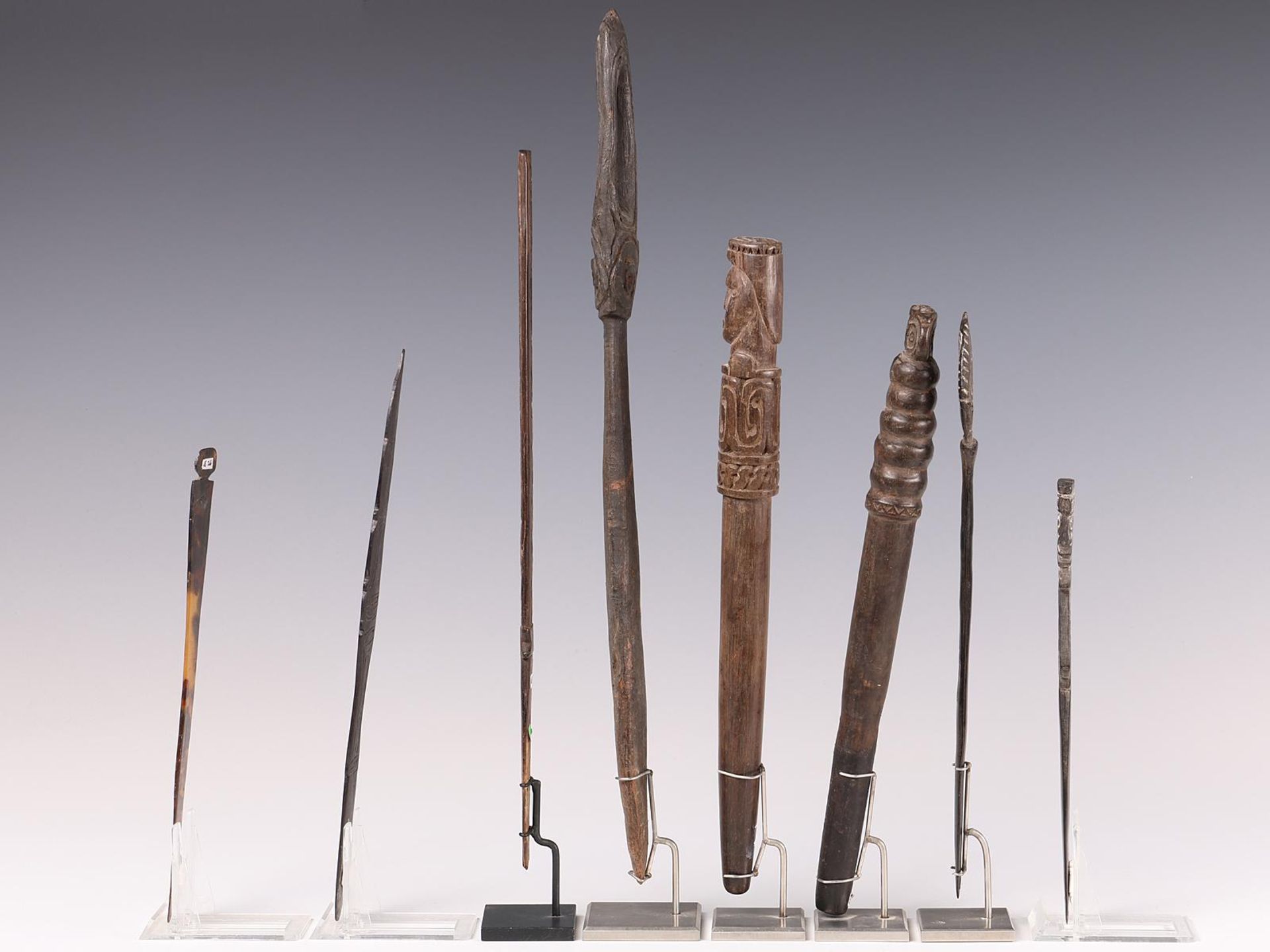 P.N. Guinea, Massim, a collection of six various lime spatula and two pounders - Image 4 of 4