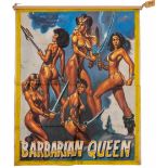 Ghanaian handpainted film poster of the Hollywood movie 'Barbarian Queen ' signed Babs, 2002