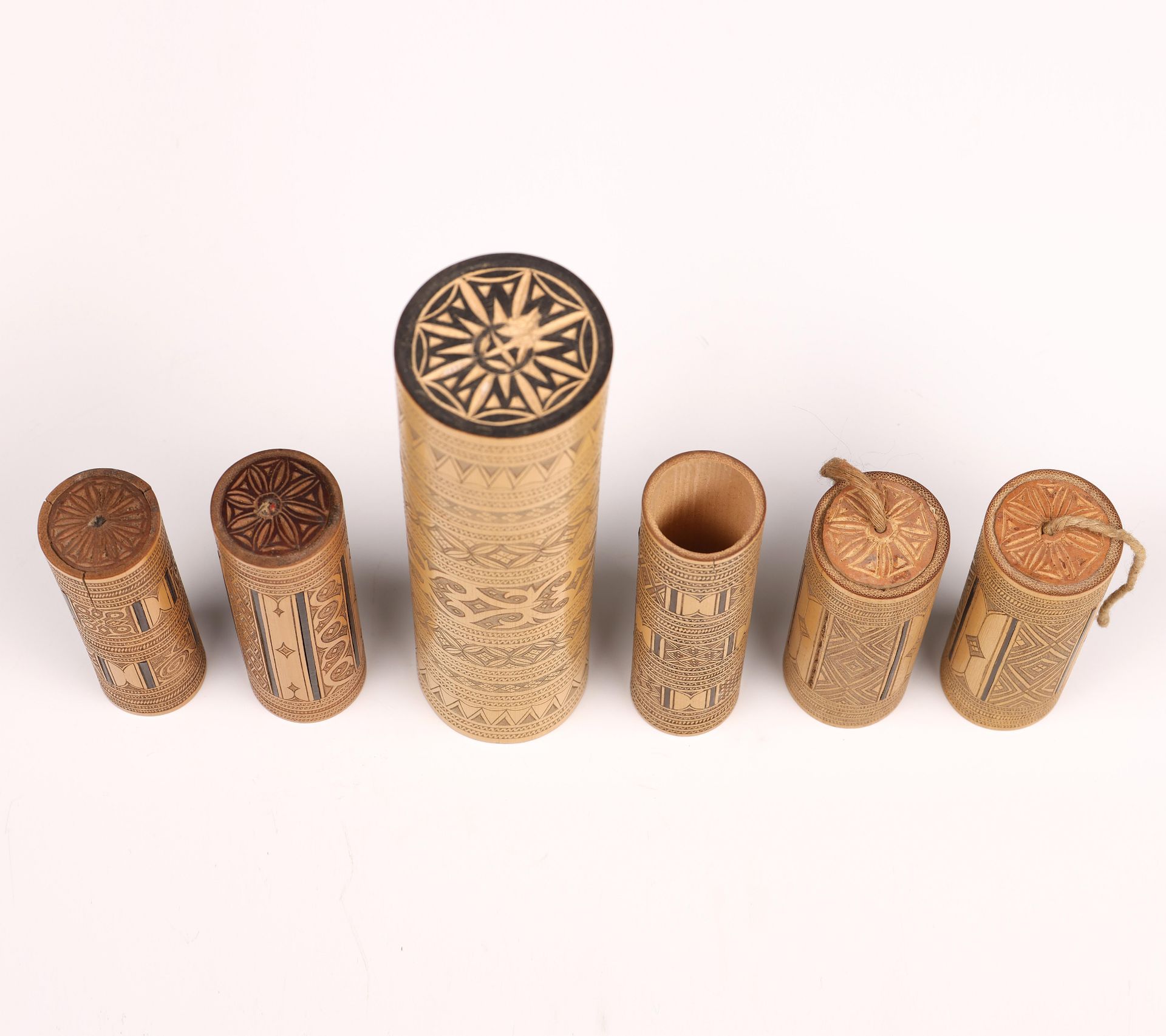 Sulawesi, Toraja, a collection of six bamboo lime containers - Image 3 of 3