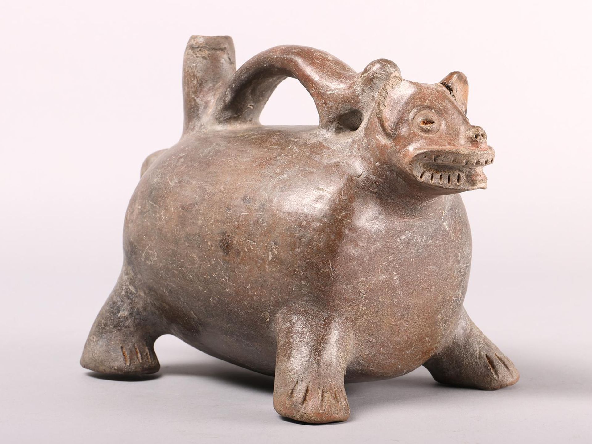 Peru, Vicus, a stirrup spout vessel, 200 BC - 200 AD,